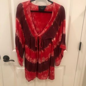 Red tie dye cover up/ top